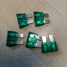 Professional quality automotive 5 x blade fuse 30amp Green CARAVAN MOTORHOME scFB011